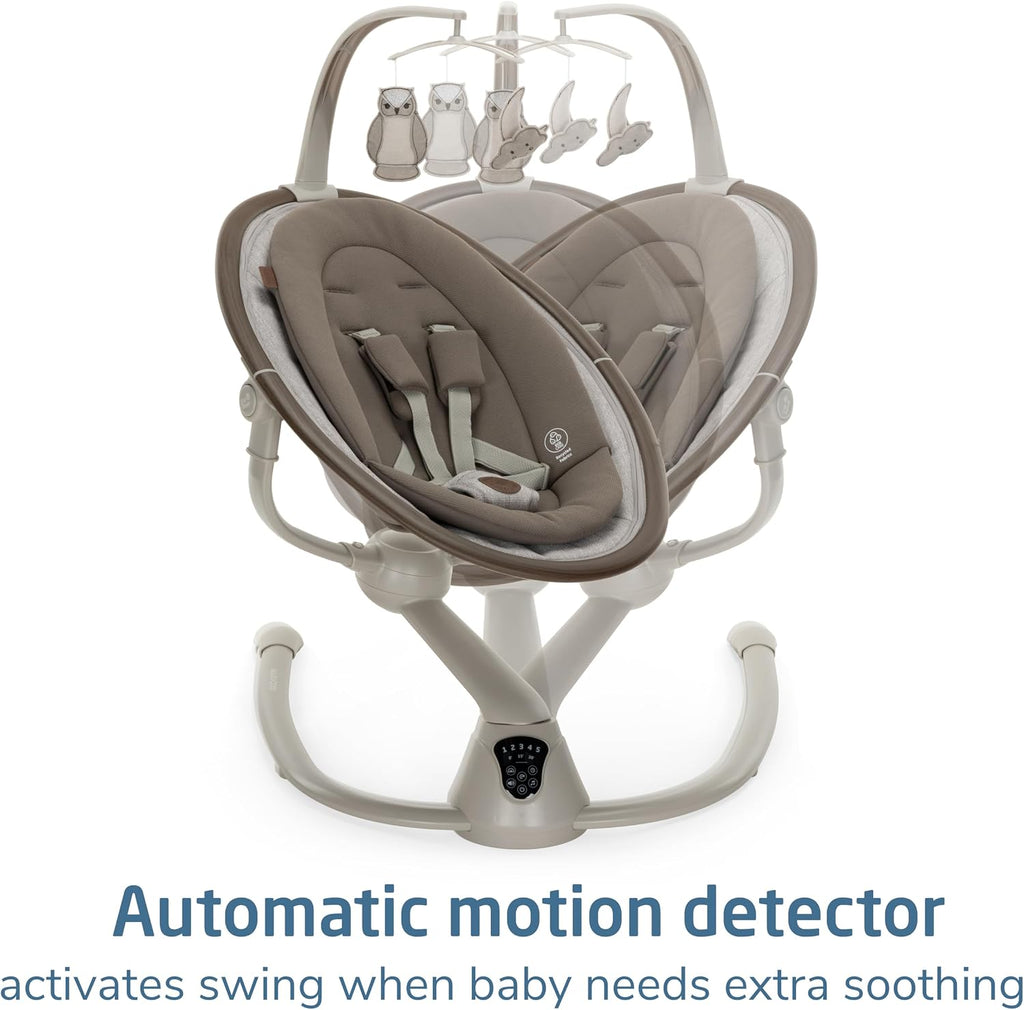 Maxi-Cosi Cassia Smart Baby Swing for Infants, Portable Foldable Swing with Music, 360 Rotation, 5 Speeds, 12 Melodies, EcoCare Fabric, Auto Motion Sensor, 2 Reclines, Truffle