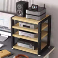 4-Tier Record Player Stand 48cm Tall, HiFi Amplifier Shelf Audio Rack Tower for Audio-Video CD Record Player Stereo Receiver AV Equipment(Black-B)