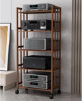 Media Storage Cabinet 4-Tier AV Media Stand Corner Shelf Video Component Cabinet AV Receiver Audio Component Stand Record Player Receiver Electronics Equipment for Living Room Gaming Room Music Studio