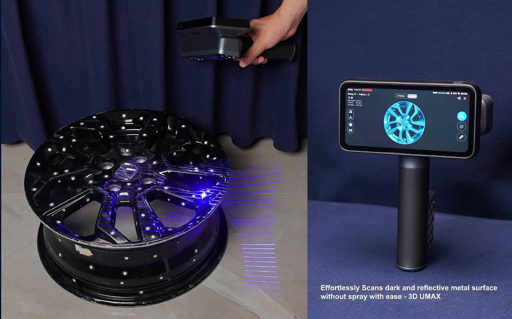EinScan Rigil Wireless 3D Scanner with Turntable, HD Scan, Hybrid Laser & VCSEL Infrared, 0.05mm Resolution, 0.04mm Accuracy, 50 Laser Line, Reverse Engineering, Manufacturing, Art and Design