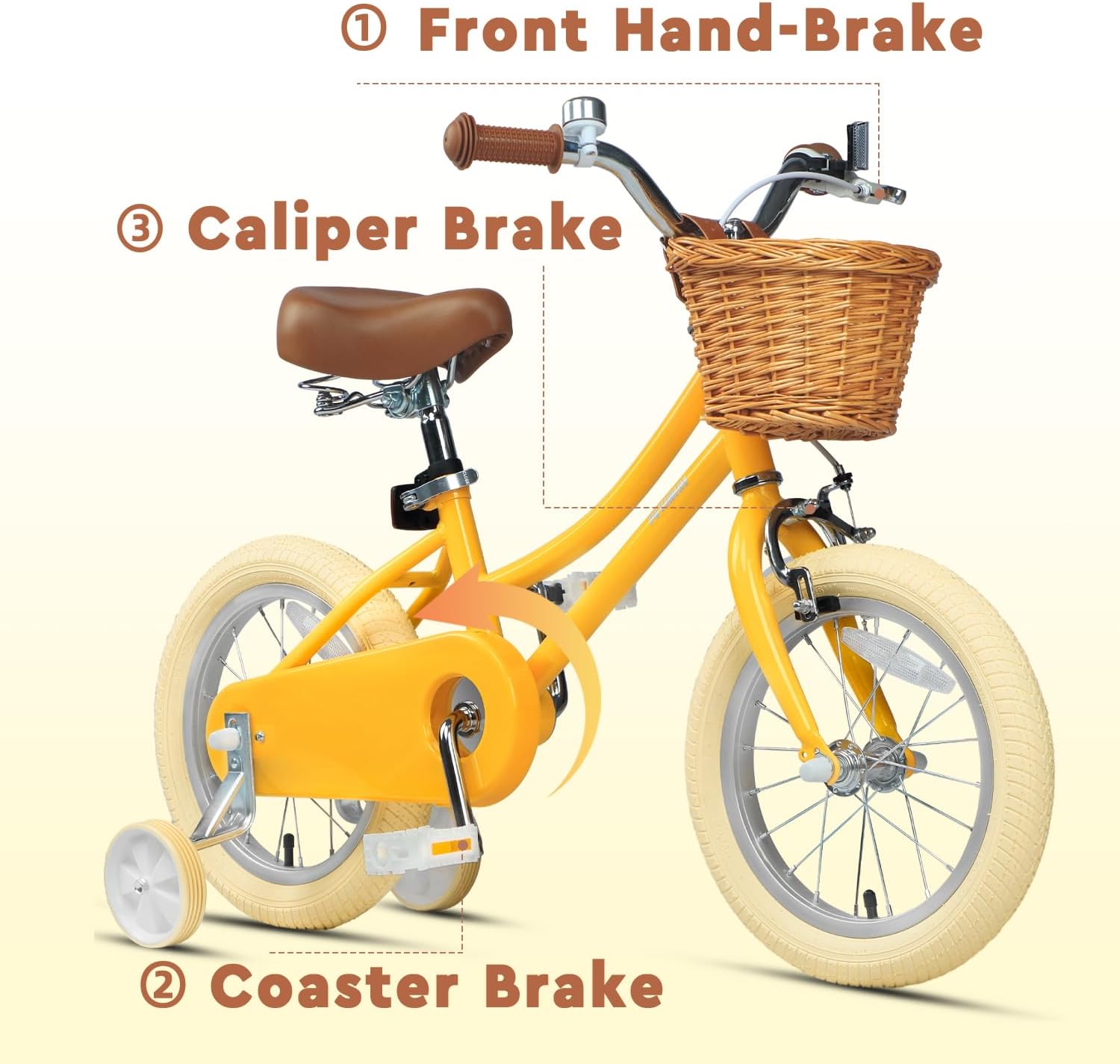 Petimini Vintage Kids Bike for Girls, 12–20 Inch Classic Bicycle with Wicker Basket & Bell, High Tensile Steel Frame, Training Wheels (12–18'), 85% Pre-Assembled, Retro Bike for Outdoor Riding