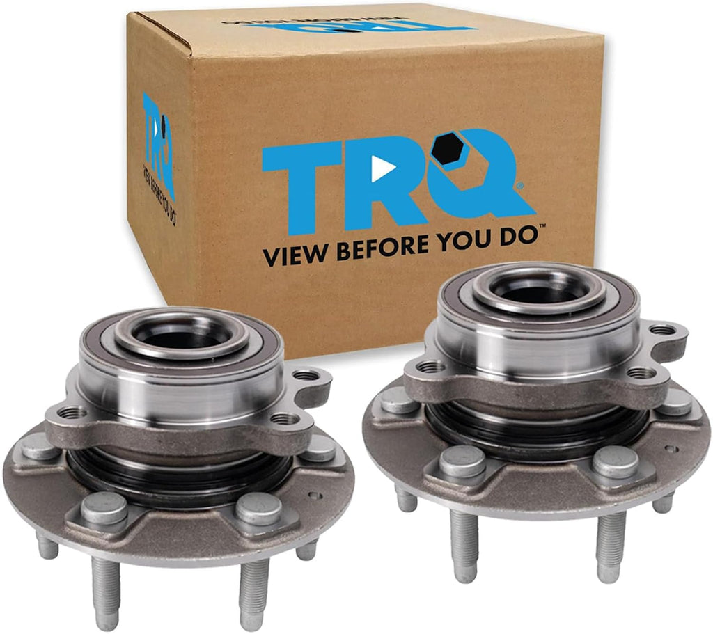 TRQ Front Wheel Bearing and Hub Assembly Set 2 Piece Compatible with 19-23 Chevrolet Silverado 1500 4WD 21-23 Tahoe 4WD 19-23 GMC Sierra 1500 4WD 21-23 Cadillac Escalade 4WD 21-23 Escalade ESV 4WD