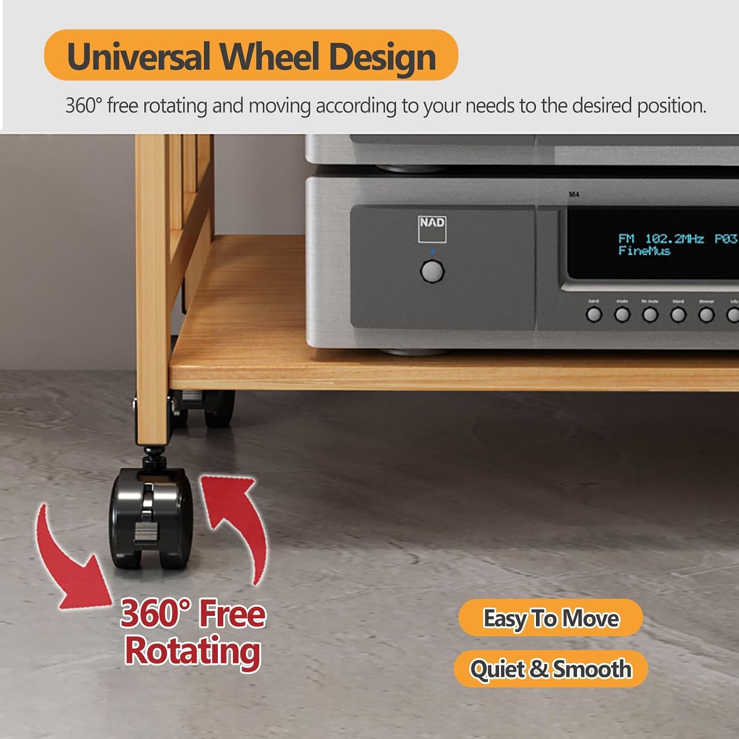 Adjustable Large Capacity HiFi Audio Rack Media Cabinet with 2/3/4/5 Shelves, Heavy Duty Stereo Stand for Home Theater, Easy Assembly AV Furniture, 53cm Tall, W-55CM