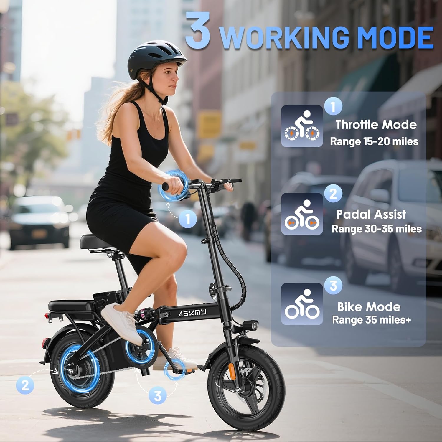 Foldable Electric Bike for Adults and Teens, 740W Peak Motor Ebike with 48V 10AH/20AH Removable Battery, 30-60 Miles PAS Range, 14' Folding Mini E-Bike, 20MPH Electric Bicycle for Daily Commuting