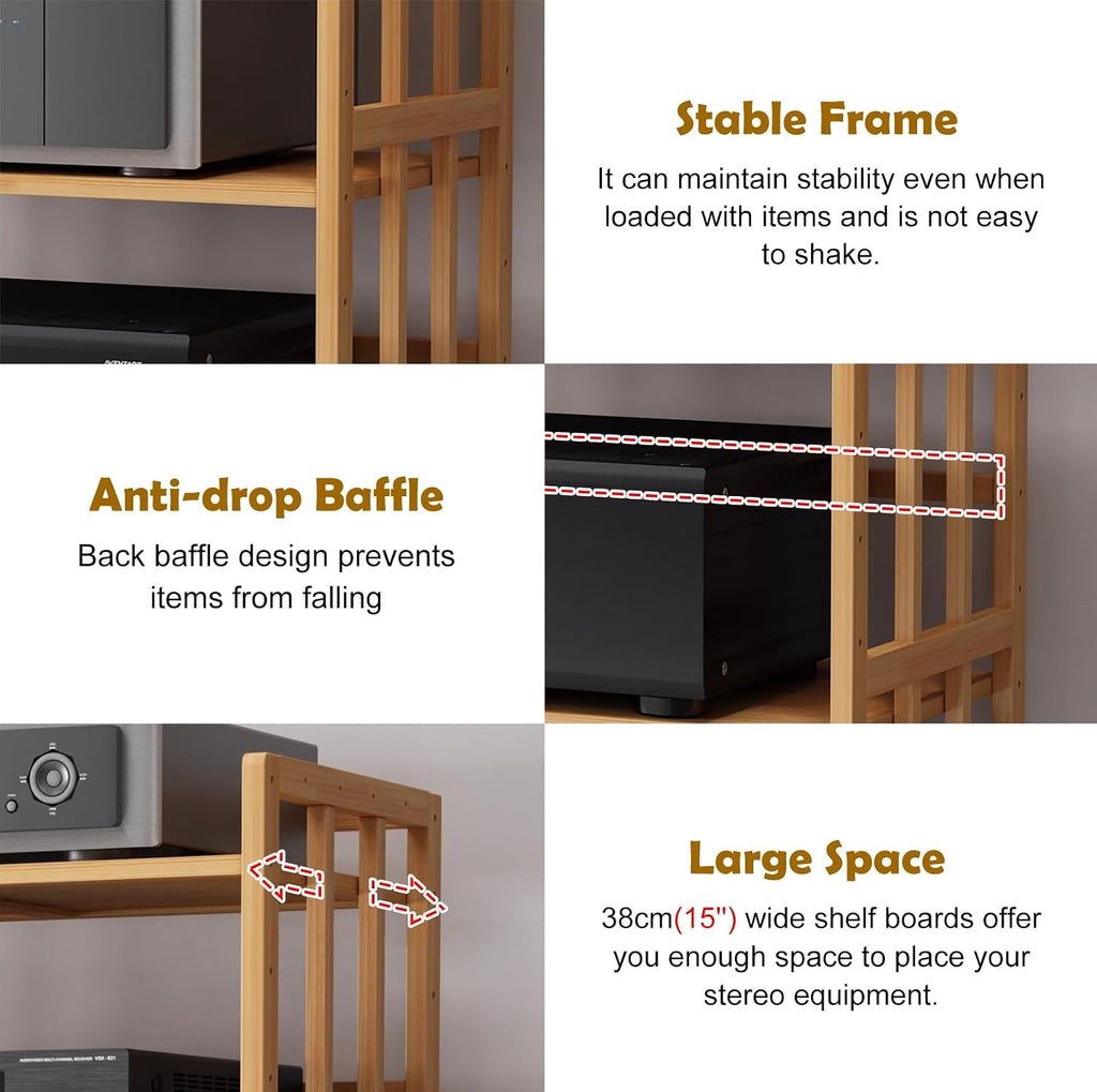 Audio Video Shelving Stand Space Saving, Open Gaming Recording Equipment Storage Organizer for Corner, 2 3 4 5 Tier HiFi Speaker Display Cabinet(4 Tier,80cm(31.5in) Wide)