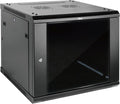 Tecmojo Elite Collection 9U Wall Mount Server Cabinet IT Network Rack Enclosure Lockable Glass Door and Side Panels, with 2 Cooling Fans,17.7inch Depth, Hold up to 176Lbs,Black