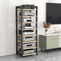 AV Media Stand, 7/8-Tier Corner TV Stand with Height Adjustable Wooden Shelves, Audio Component Rack, Media Audio Tower Cabinet, Stereo Cabinet for Living Room, Gaming Room, Music Studio