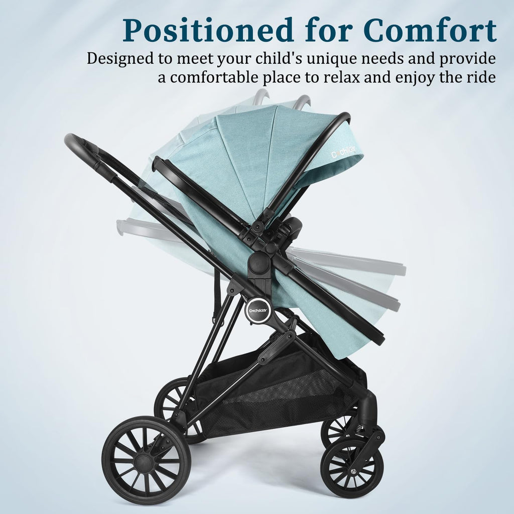 Cochildor Lite 2.0 Baby Stroller with Newborn Mode, 2-in-1 Foldable Infant Stroller with Reversible Seat and UPF 50+ Canopy