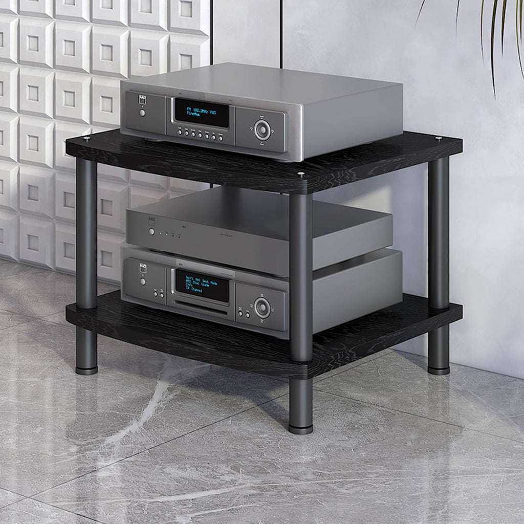 2/3/4 Tier Audio & Video Component Shelves Professional Studio & Home Theater Equipment Cabinet Stereo Rack AV Media Stand Audio Rack Tower CD Record Player(Black,2 Tier)