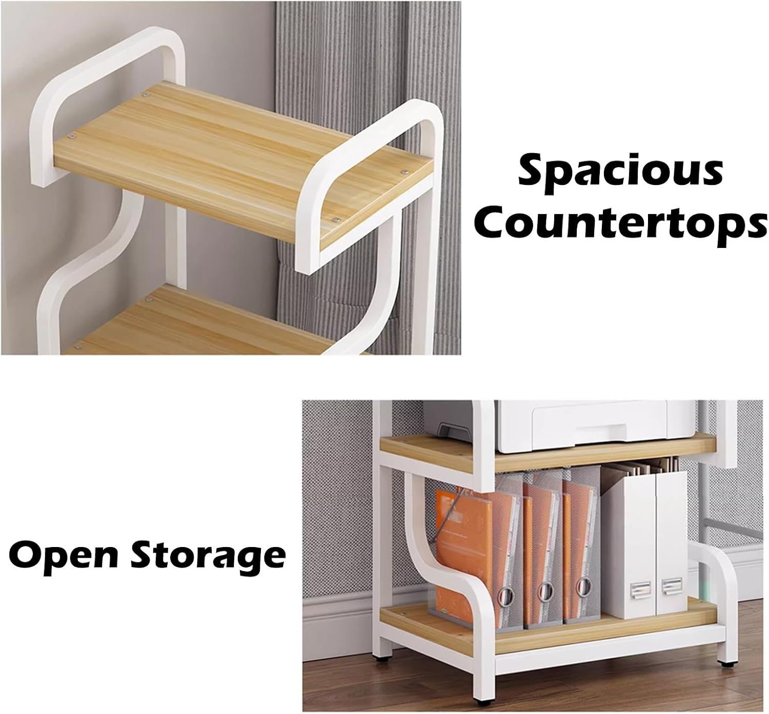 Modern 3-Tier Record Player Stand & Audio Equipment Rack - Wooden Media Cabinet for Bedroom, Restaurant, Conference Room - Stylish Stereo Storage Shelf (White-C)
