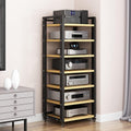 7-Tier Media Stand Entertainment Center for Audio Video Components, Stereo Equipment, Gaming Consoles, Streaming Devices, Movable Open Storage Rack with Height Adjustable Wooden Shelf (Color : C, Si