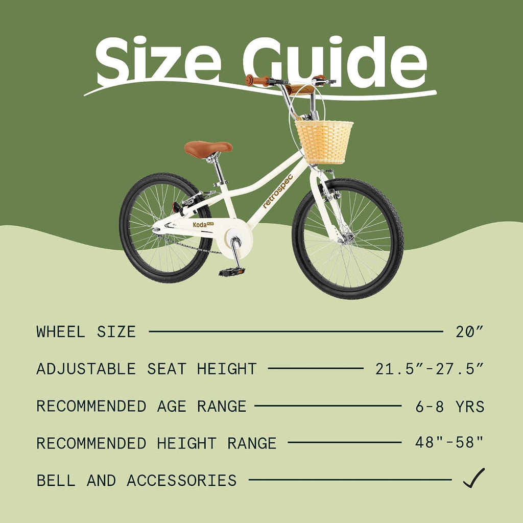 Retrospec Koda Plus Kids Bike for Boys & Girls Ages 6-8 Years - Children's Bicycle, Adjustable Seat & Handlebars