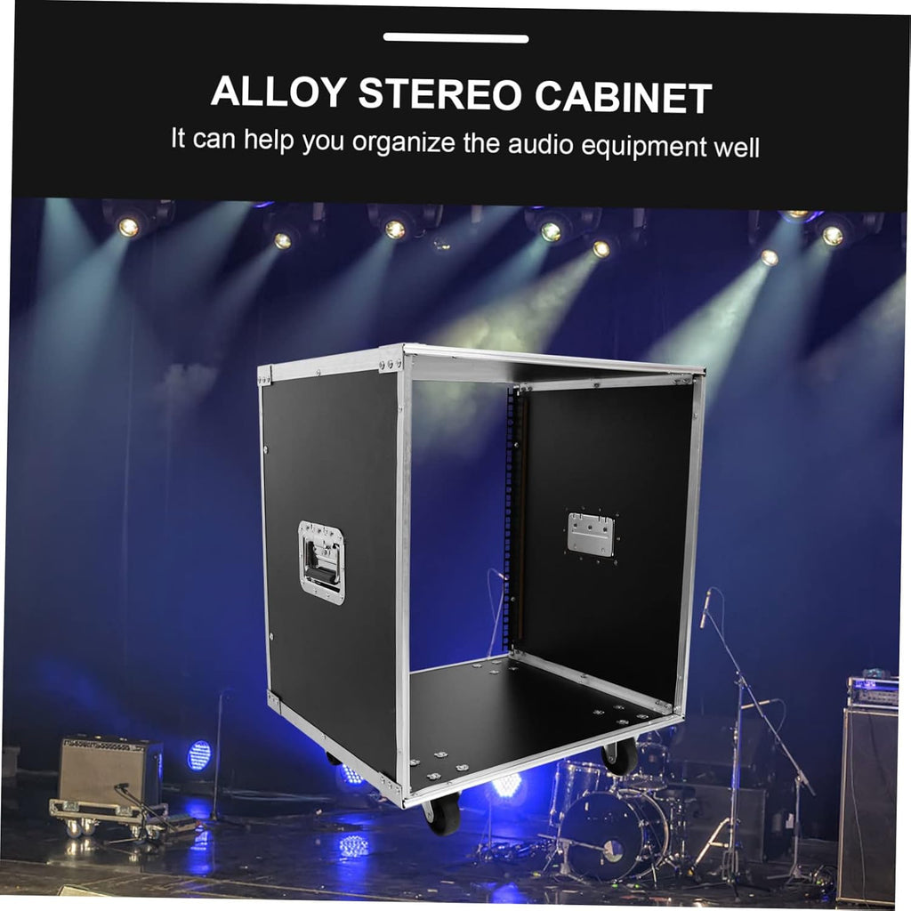 Stereo Rack Alloy Audio Shelf for Professional Equipment Portable Audio Cabinet with Handles and Rollers Easy Assembly Rack for Mixer and Computer Chassis
