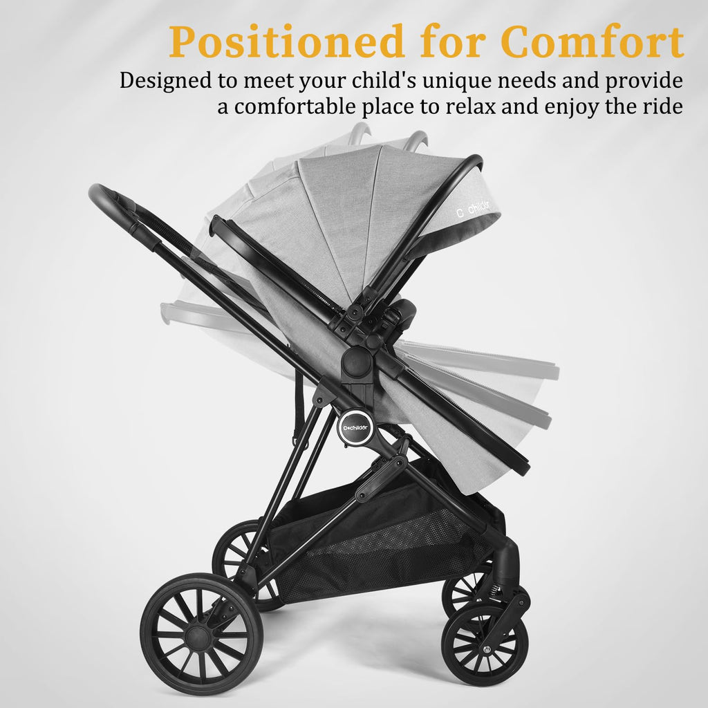 Cochildor Lite 2.0 Baby Stroller with Newborn Mode, 2-in-1 Foldable Infant Stroller with Reversible Seat and UPF 50+ Canopy
