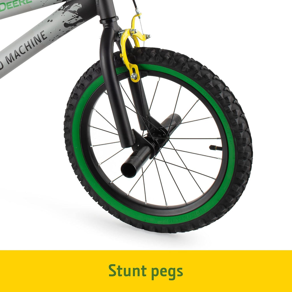 John Deere Mud Machine Kid's Bicycle with Removable Training Wheels — 16' Boy's Bike – Ages 4 and Up — Removable Training Wheels and BMX Stunt Tubes
