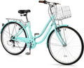 Ktaxon Women Bike 24/26 Inch Bicycles for Women, Beach Cruiser Bike with Premium Derailleur & Shift Lever, Adjustable Seat, High-Carbon Steel Frame and Excellent Welding Technology | Premium Derailleur, Shift Lever, Adjustable Seat