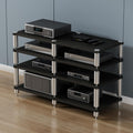 YVYKFZD 2/3/4-Tier AV Media Stand, Stand Audio Rack Corner Component Cabinet, Open Stereo Cabinet with Shock-Absorbing Feet, Power Amplifier Shelf Equipment(Size:Black 4 Tier-47.2'X18.9'X33')