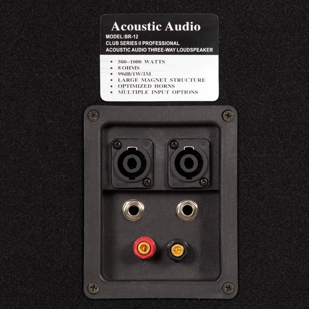 Acoustic Audio BR12 Passive 12' Speaker Pair 3 Way DJ PA Karaoke Band Speakers