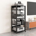 SOBS 5/6/7-Tier AV Media Stand Audio Rack CD Player Stand Stereo Component Storage Cabinet with Height Adjustable Wooden Shelf for Home/Office/Theater, 50x40x131cm (Color : 6 Tier)