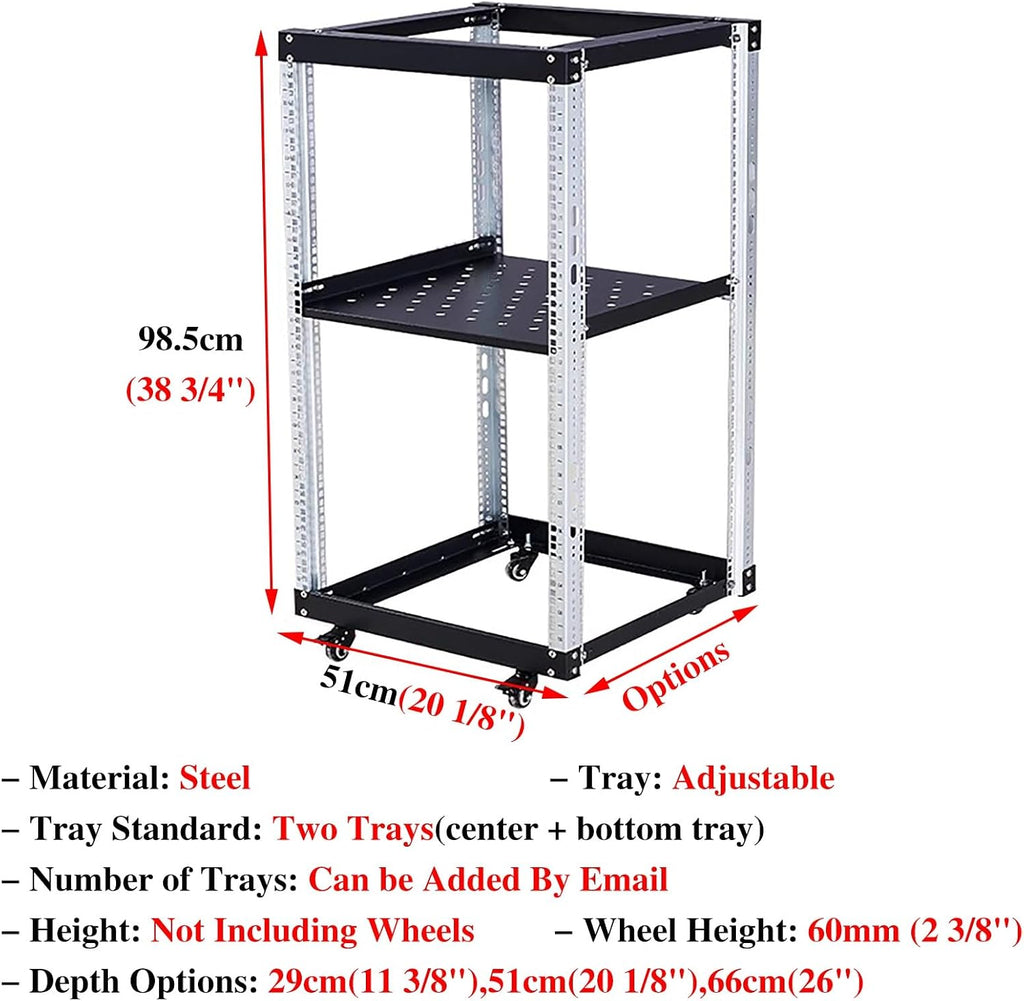 Adjustable Shelf Audio Equipment Rack Cabinet, Home Complete Rack Stereo System for Amplifier, Media Stand Shelving/Av Component Furniture(D 51cm(20 1/8'),51X98.5cm)