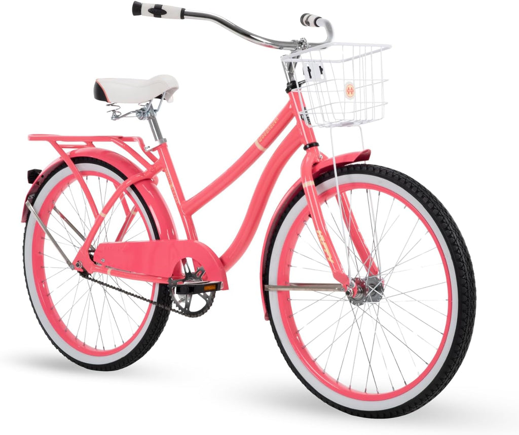 Huffy Cruiser Bike, Fairmont or Woodhaven Model, 20/24/26 Inch Sizes, Perfect for Casual Rides, Ergonomic Design, Rear Rack and Basket on Woodhaven Model, Simple Coaster Brakes, Multiple Color Options