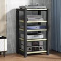 Audio Equipment Rack Cabinet, 5 4 3 2 Tier Av Component Media Stand Stereo Cabinet Audio-Video Tower with Non-Sip Foot Pad, Vertical Printer Holder(Light Coffee,100cm (39.4in) High)