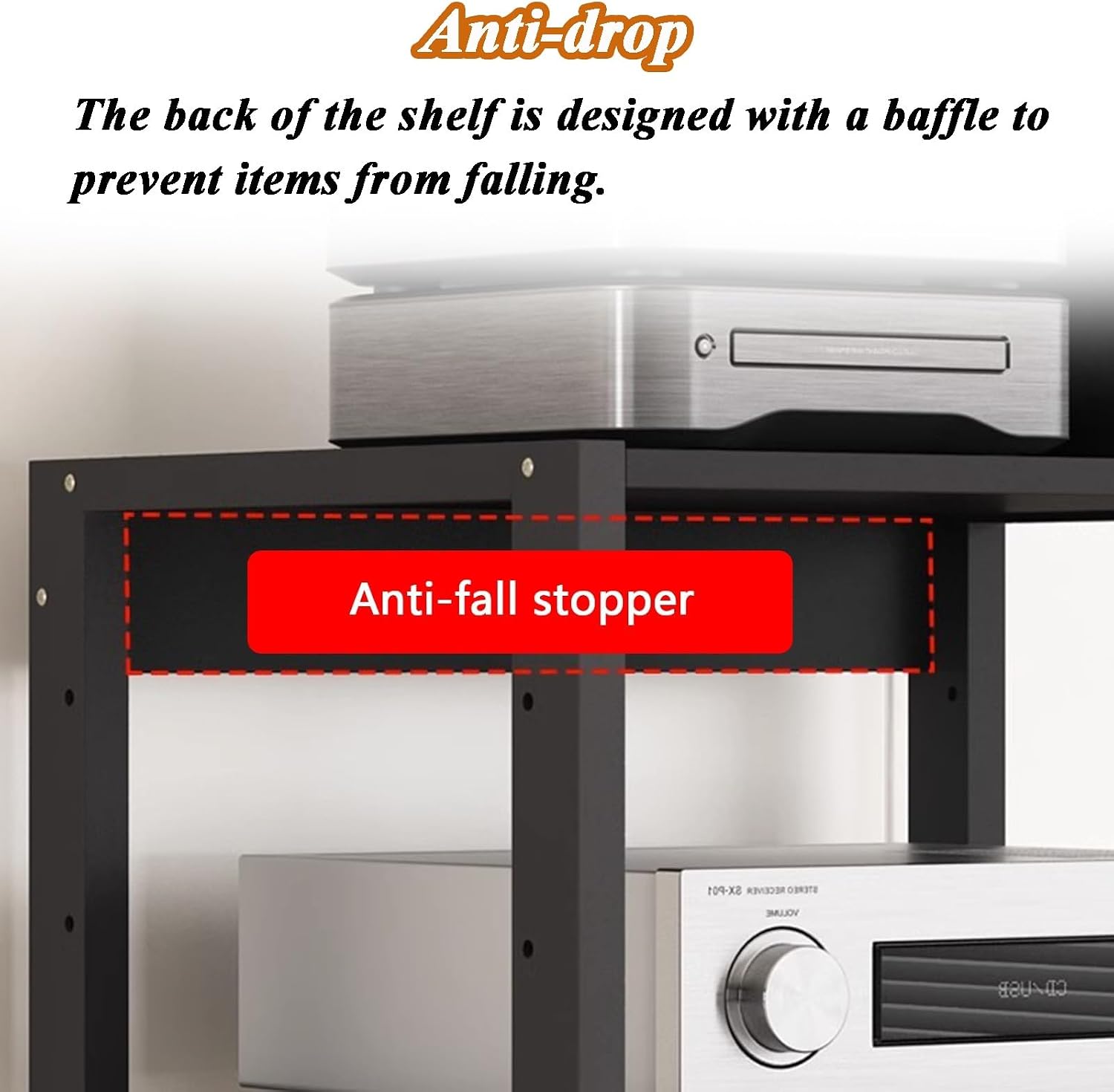 7-Tier HiFi Stand, Movable AV Media Cabinet, Modern Teak Audio Equipment Organizer for Home & Office Storage, Sturdy Component Shelf 55x40x131cm