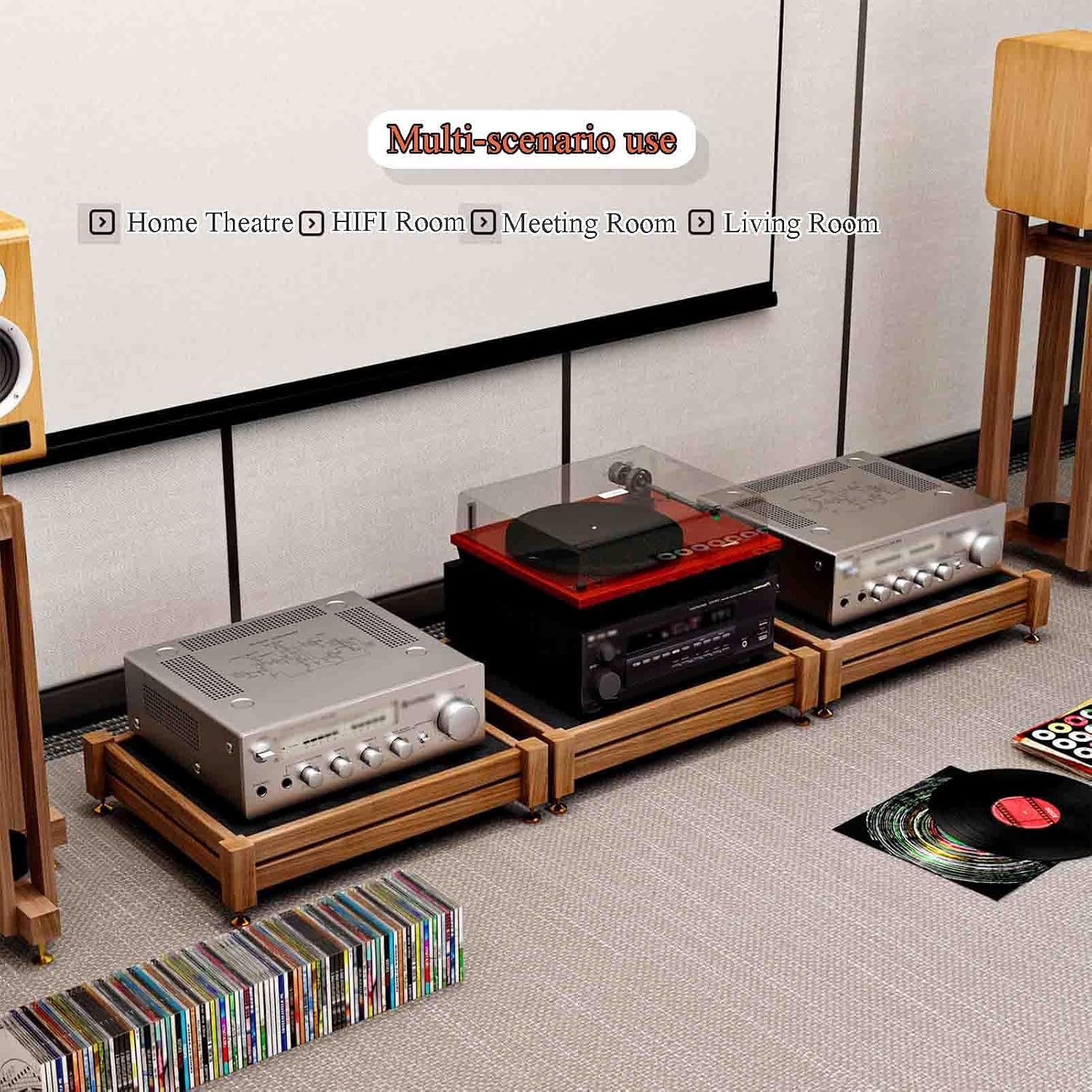 Home Audio Equipment Cabinet HiFi Audio Equipment Cabinet Multi-Level Audio Cabinet Solid Wood Light Luxury Audio Rack Load-Bearing Stable Not to Hurt The Equipment