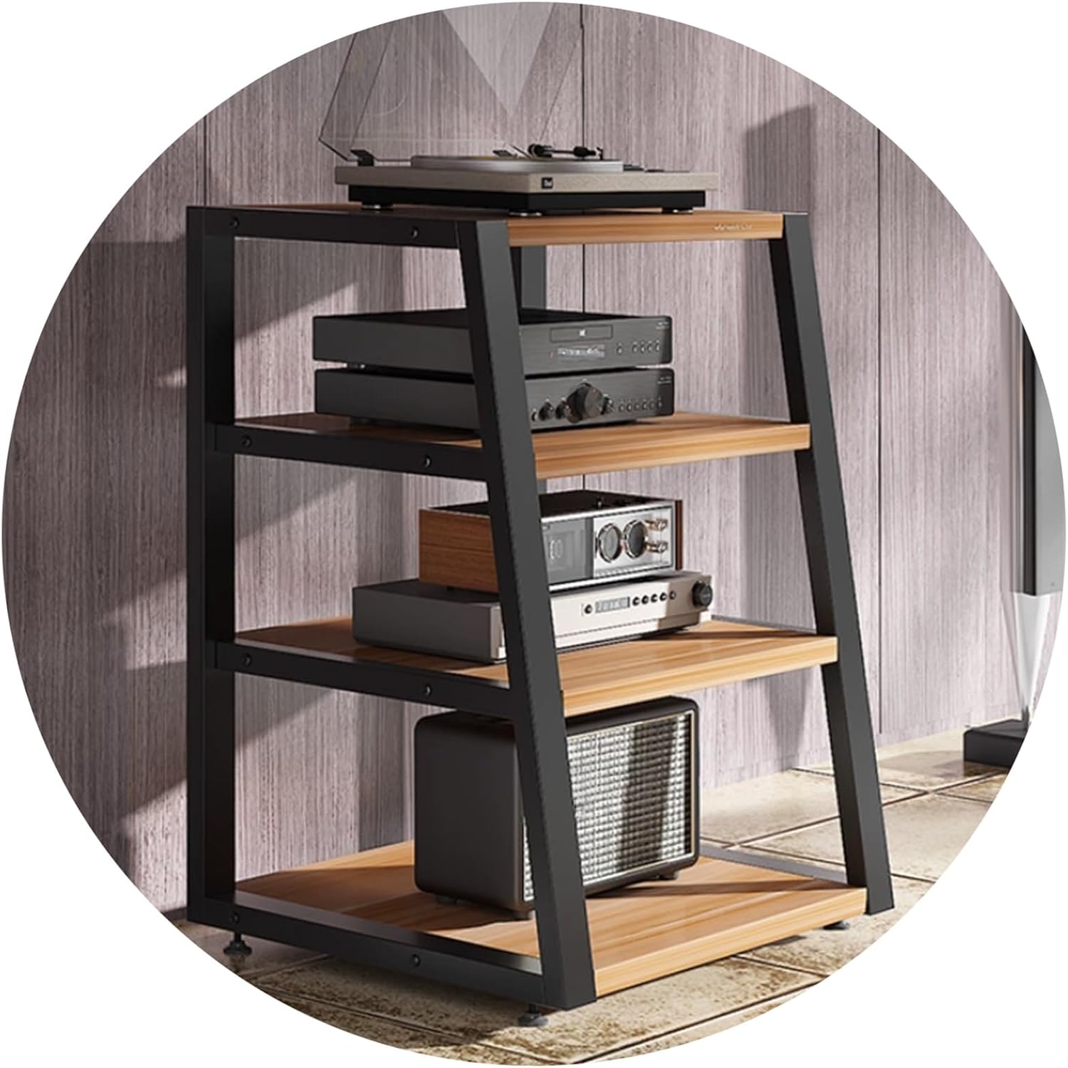 Audio Video Equipment Rack Cabinet HiFi Stand for Amplifier, Receiver Record Player Stand Media Storage Rack Home Theater, Office & Recording Studio Use(C,60 * 52 * 82cm(4Tier))