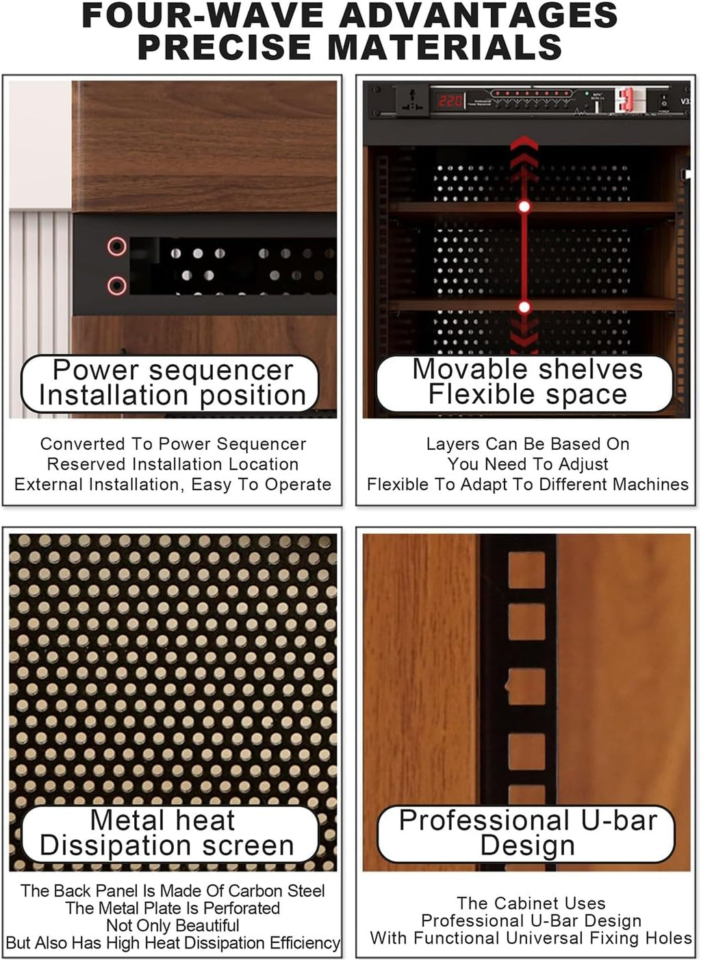 Walnut Media Storage Cabinet - Console Cabinet for DVD Players, Games Consoles, & Media Equipment - 52x55x90cm, Stylish Audio Tower with Storage Rack