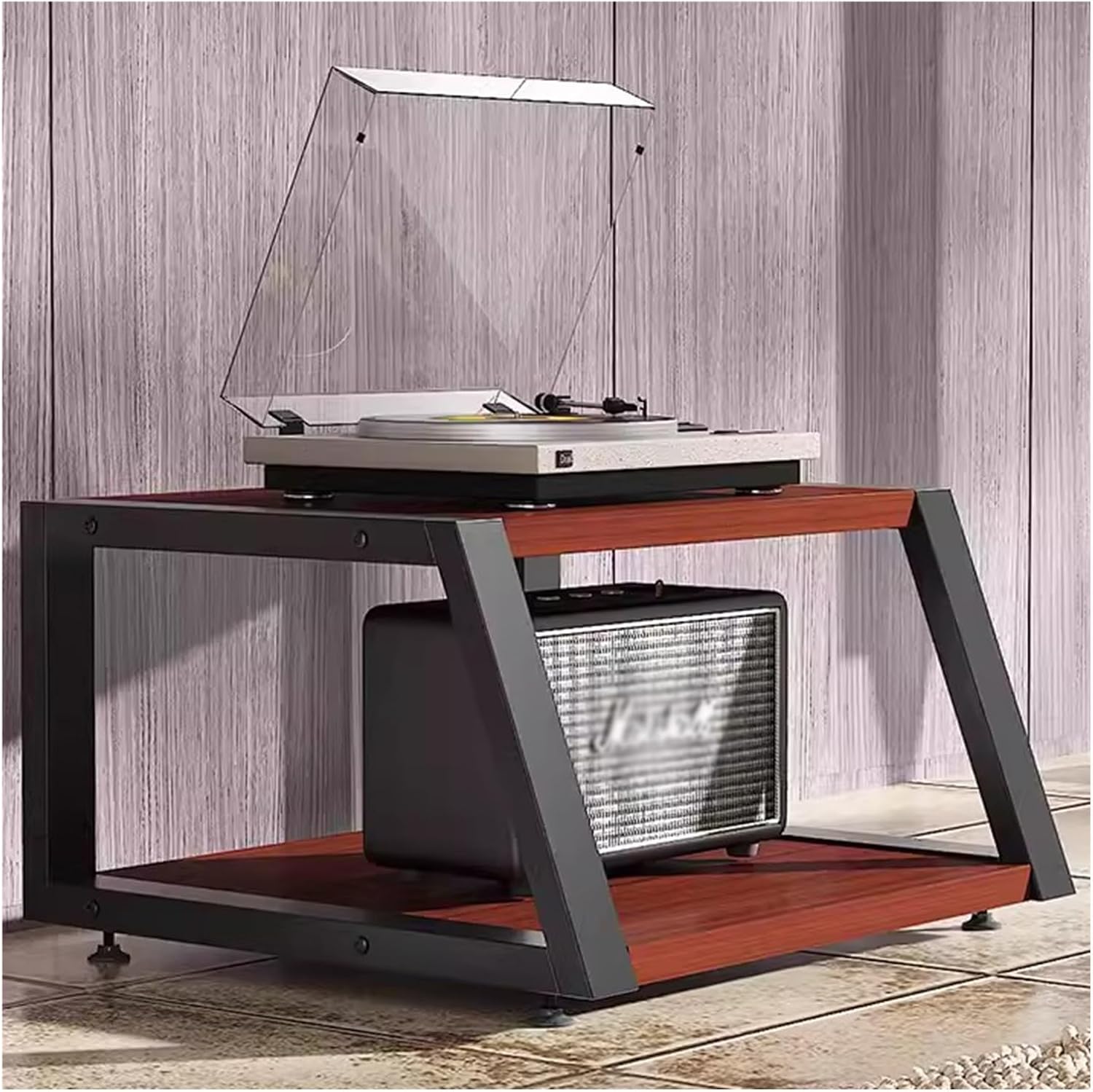 Audio Component Rack Tower Media Stereo Stand Equipment Shelves 2 3 4 Tier, Floor-Standing Video Game Organizer Cabinet Display Holder, for Recording Room/Class(Style a 2 Tier 35cm/13.8in)