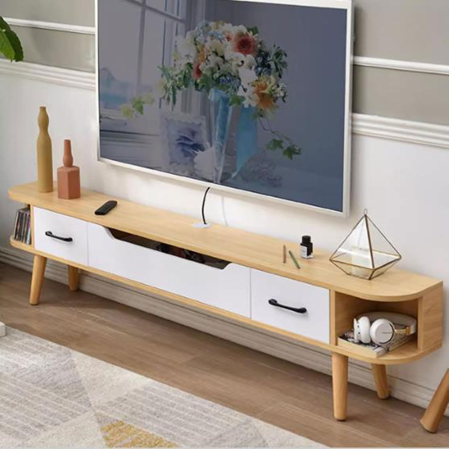 TV Table Unit for TVs, Wall Mounted TV Cabinet Floating TV Shelf Wall Shelf Entertainment Center Storage Cabinet Book Shelf Media Gaming TV Console Goods Rack Audio-visual Equipment Shelves 150cm