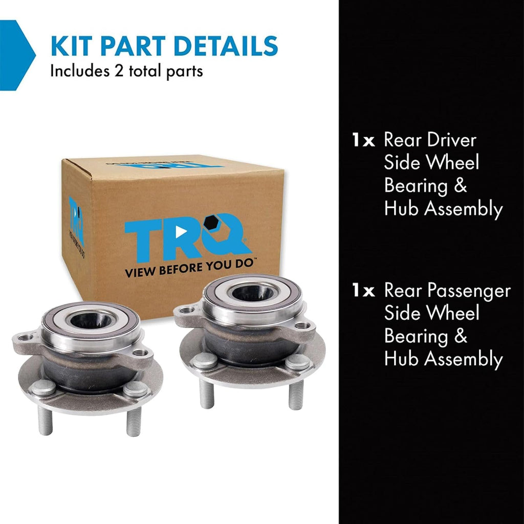 TRQ 2 Piece Rear Wheel Bearing & Hub Assembly Set Compatible with 2016-2022 Mazda MX-5 Miata