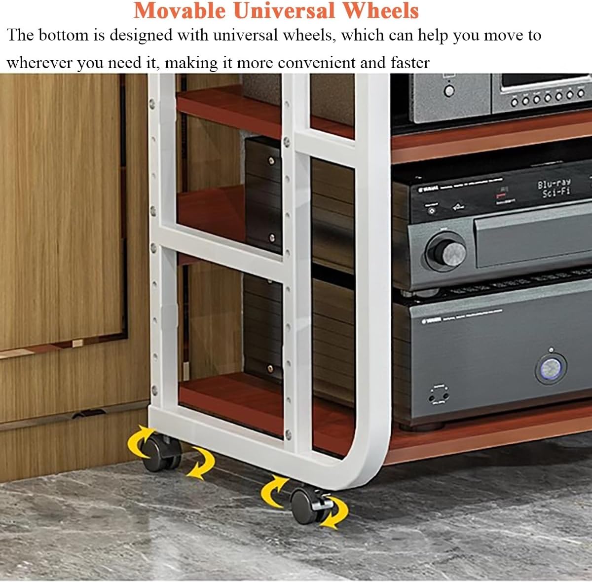 BYZOMU Living Room Media Storage Cabinet, Audio Video Equipment Rack Stereo Component Stand Furniture Shelf