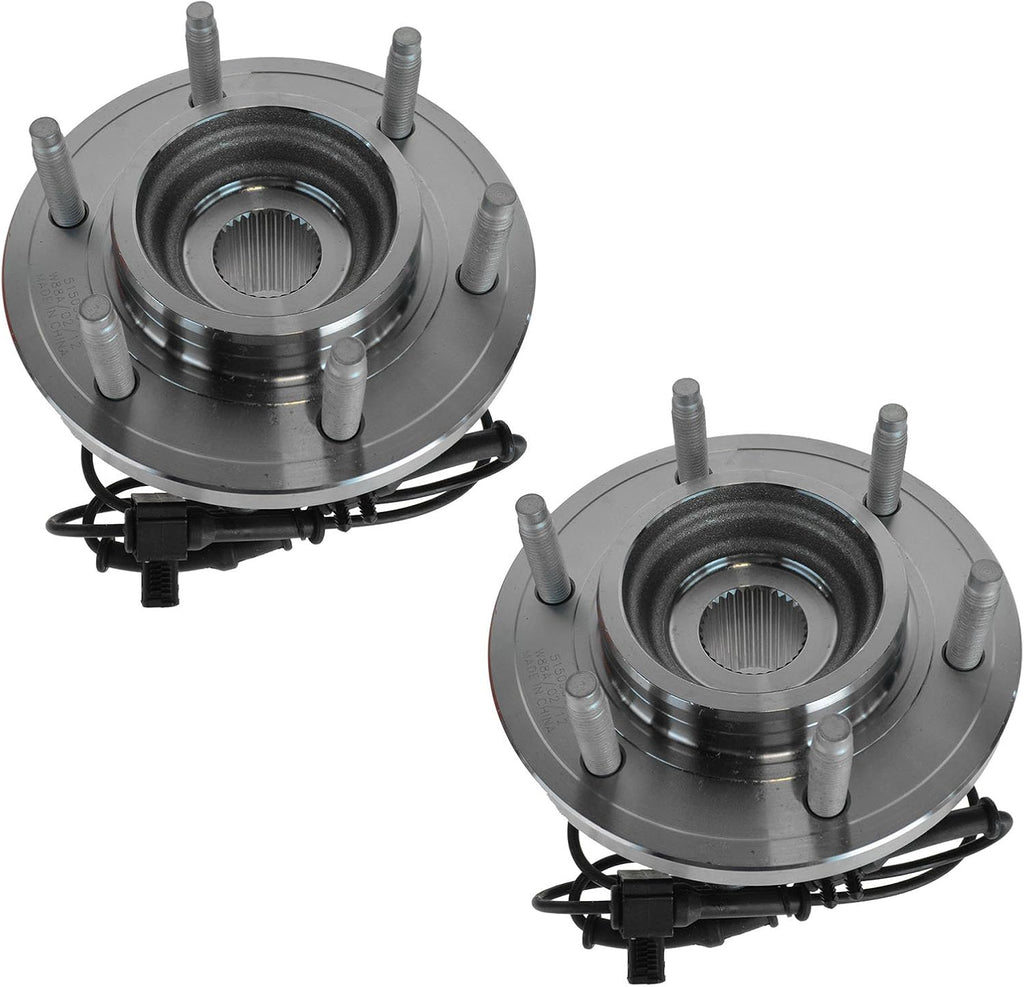 TRQ Front Driver and Passenger Side Wheel Bearing and Hub Assembly Set 2 Piece Compatible with 2006-2010 Hummer H3 2009-2010 H3T