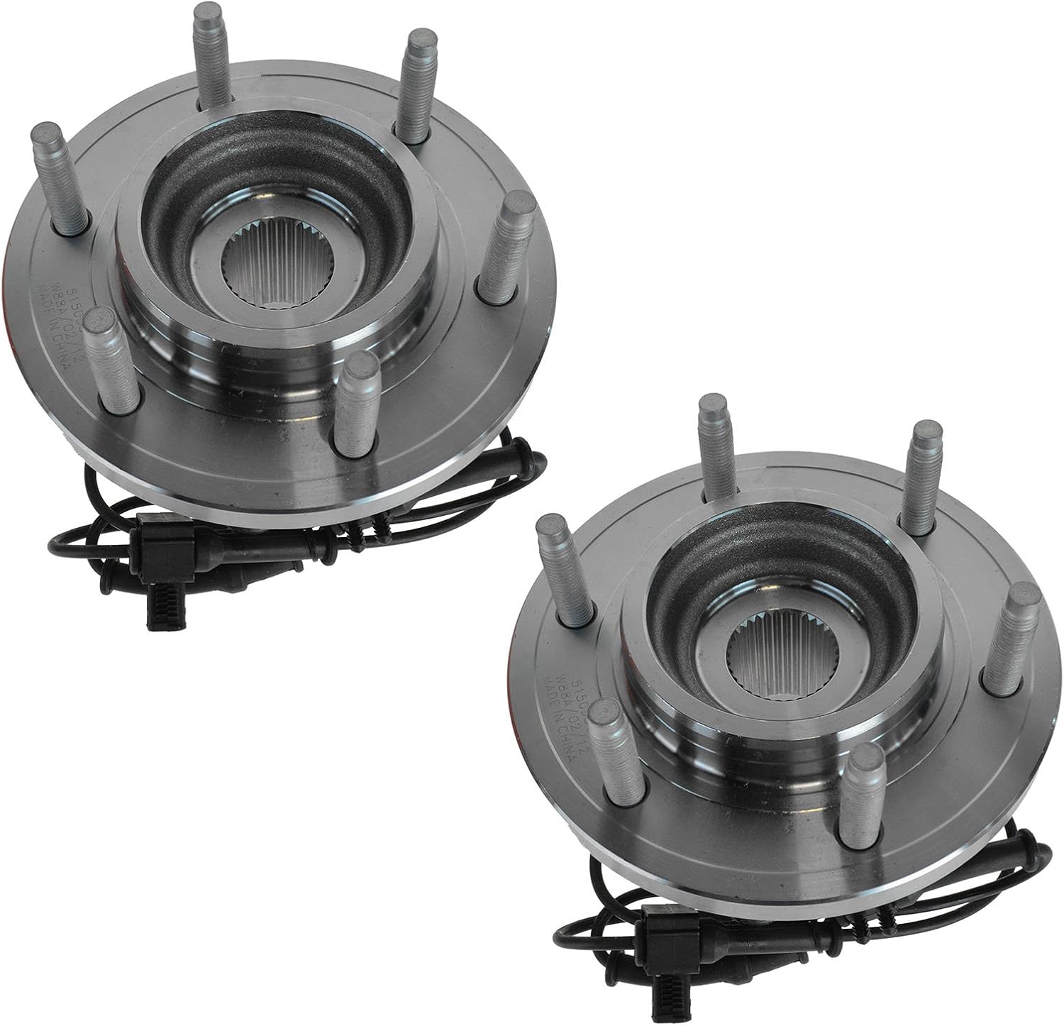 TRQ Front Driver and Passenger Side Wheel Bearing and Hub Assembly Set 2 Piece Compatible with 2006-2010 Hummer H3 2009-2010 H3T
