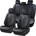 Coverado Leather Seat Covers, Car Seat Covers Full Set, Black Seat Covers for Cars, Car Seat Protector Waterproof, Car Seat Covers Front Seats and Back Universal Fit for Most Cars