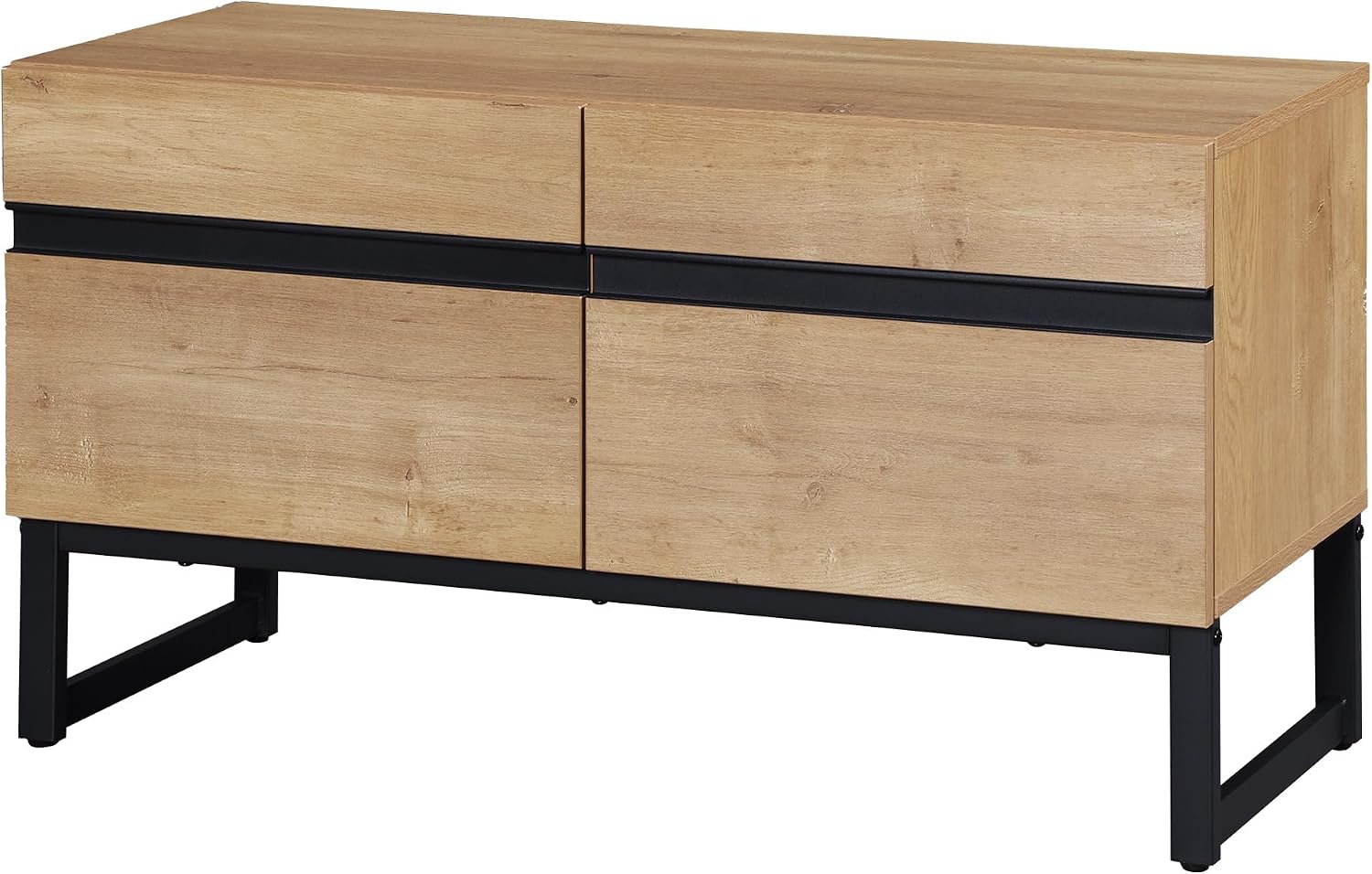 WAMPAT Modern TV Stand for 26-40 Inch TVs, Wood Entertainment Center with Metal Base Storage Cabinets, Media TV Console for Living Room, Oak, 1Pcs