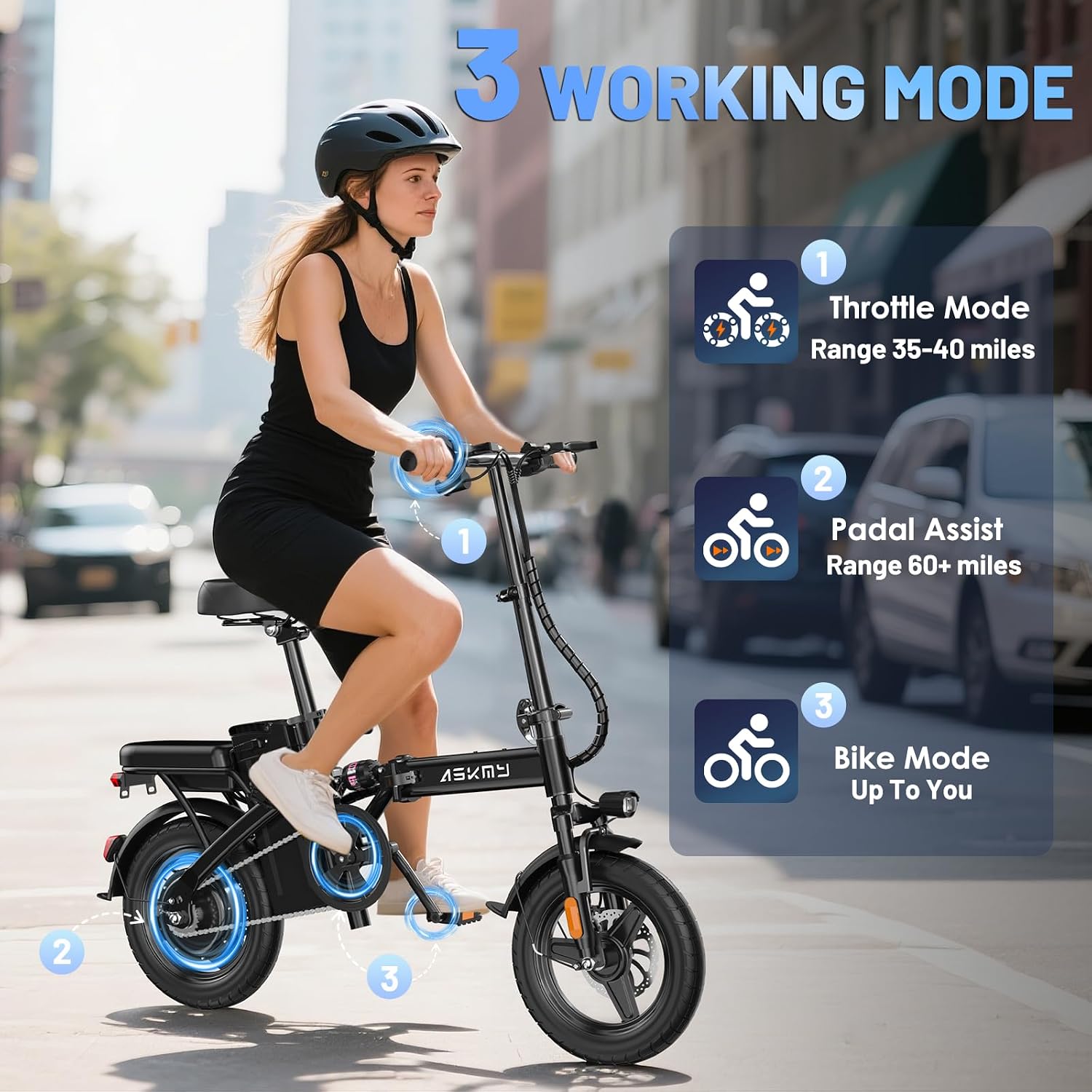 Foldable Electric Bike for Adults and Teens, 740W Peak Motor Ebike with 48V 10AH/20AH Removable Battery, 30-60 Miles PAS Range, 14' Folding Mini E-Bike, 20MPH Electric Bicycle for Daily Commuting