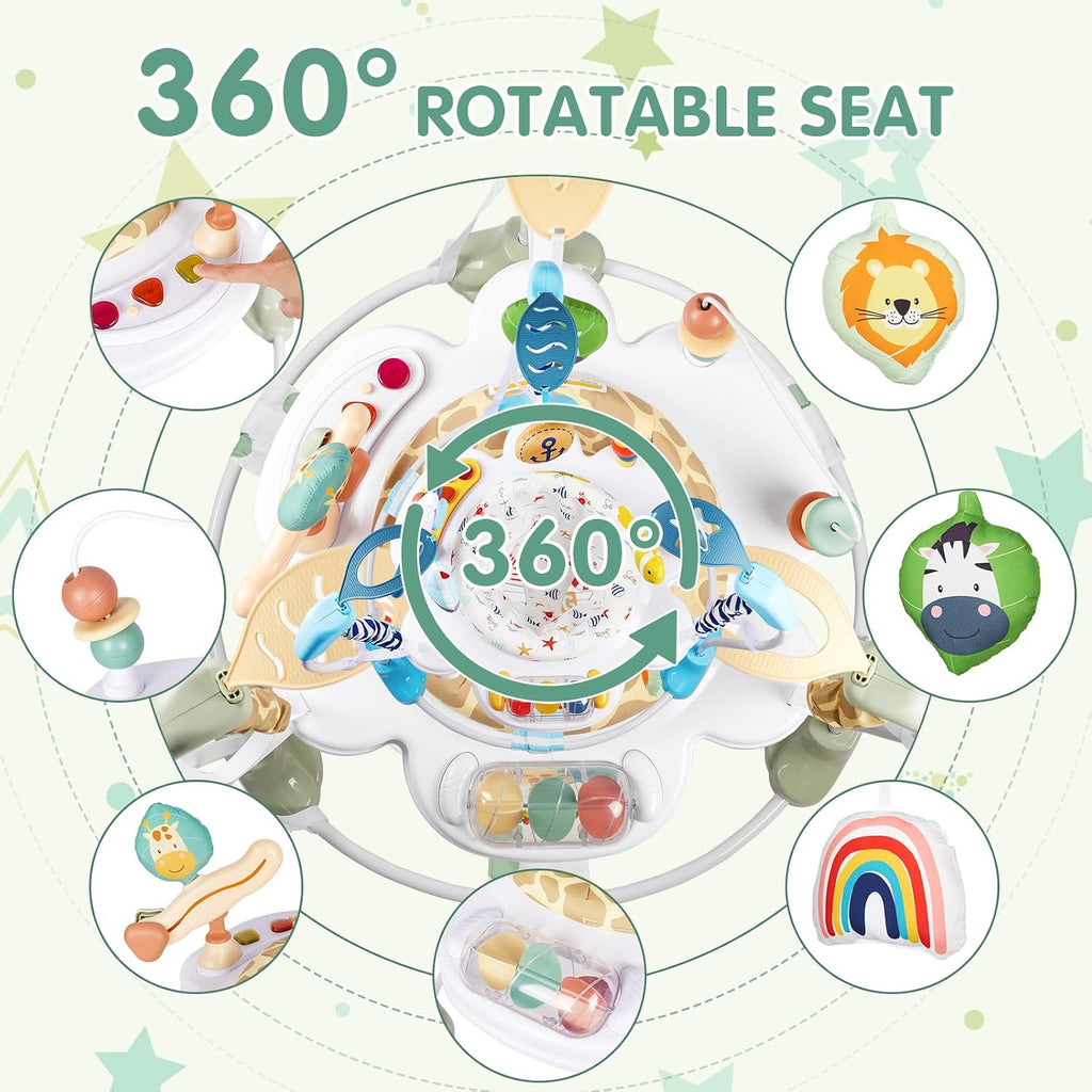 Baby Activity Center, 3-in-1 Baby Jumper, Infant Activity Center with 360° Rotating Seat, Music, Lights, 3 Adjustable Heights, Infant Activity Jumper for 6+ Months JP2403