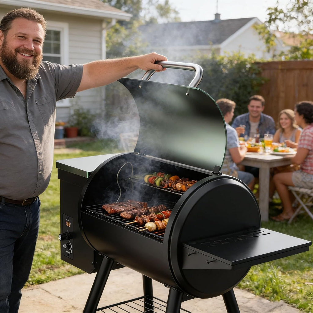 DAMNISS Pellet Smoker Grill Combo, 456 SQ.IN Cooking Area with PID Temperature Control (180-450°F) Electric BBQ Meat Grills & Smokers, Patio Backyard for Roast Outdoor