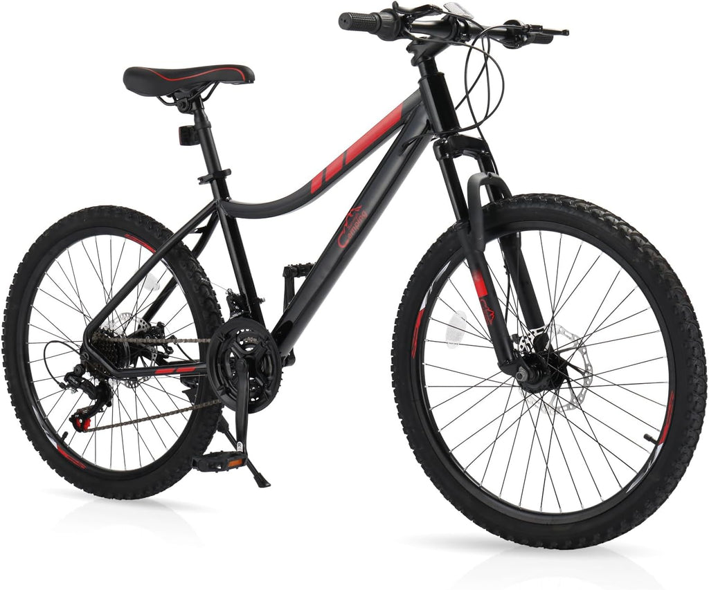 CamPingSurvivals 20/24/26 Inch Mountain Bike for Men/Women, Adult Bicycle with Professional 7 or 21 Speed Shifting, Double Shock Effect, Comfort Saddle and Pretty Look
