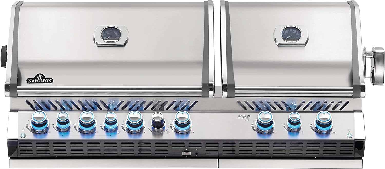 Napoleon BIPRO825RBIPSS-3 Built-in Prestige PRO 825 RBI Propane Gas Grill Head, sq.in. + Infrared Infrared Bottom andRear Burner, Stainless Steel