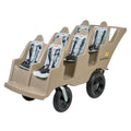 Angeles Bye Bye Buggy 6 Passenger Stroller, Sturdy Daycare Stroller with Fat Tires, Easy-to-Fasten Safety Buckles, Parking Brake, & 360 Pivoting Wheels, Tan