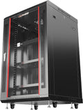 Sysracks Network Data Cabinet - 18U Rack Mount - Wall Mount IT Rack - Locking - Server Rack - 24-Inch deep Data Rack - Server Rack Cabinet with POWERBAR/Fan/Shelf/CASTERS for Servers - A/V Equipment