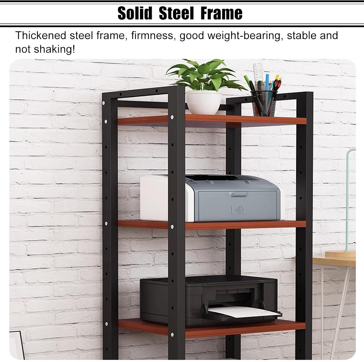 SRNSAEB Audio Equipment Rack Cabinet Media Shelf, Audio Video Media Stand Cabinet with 4 Shelves Height Adjustable Modern AV Cabinet with Brake Wheel, 160cm/ 63inch Height(7-Tier)