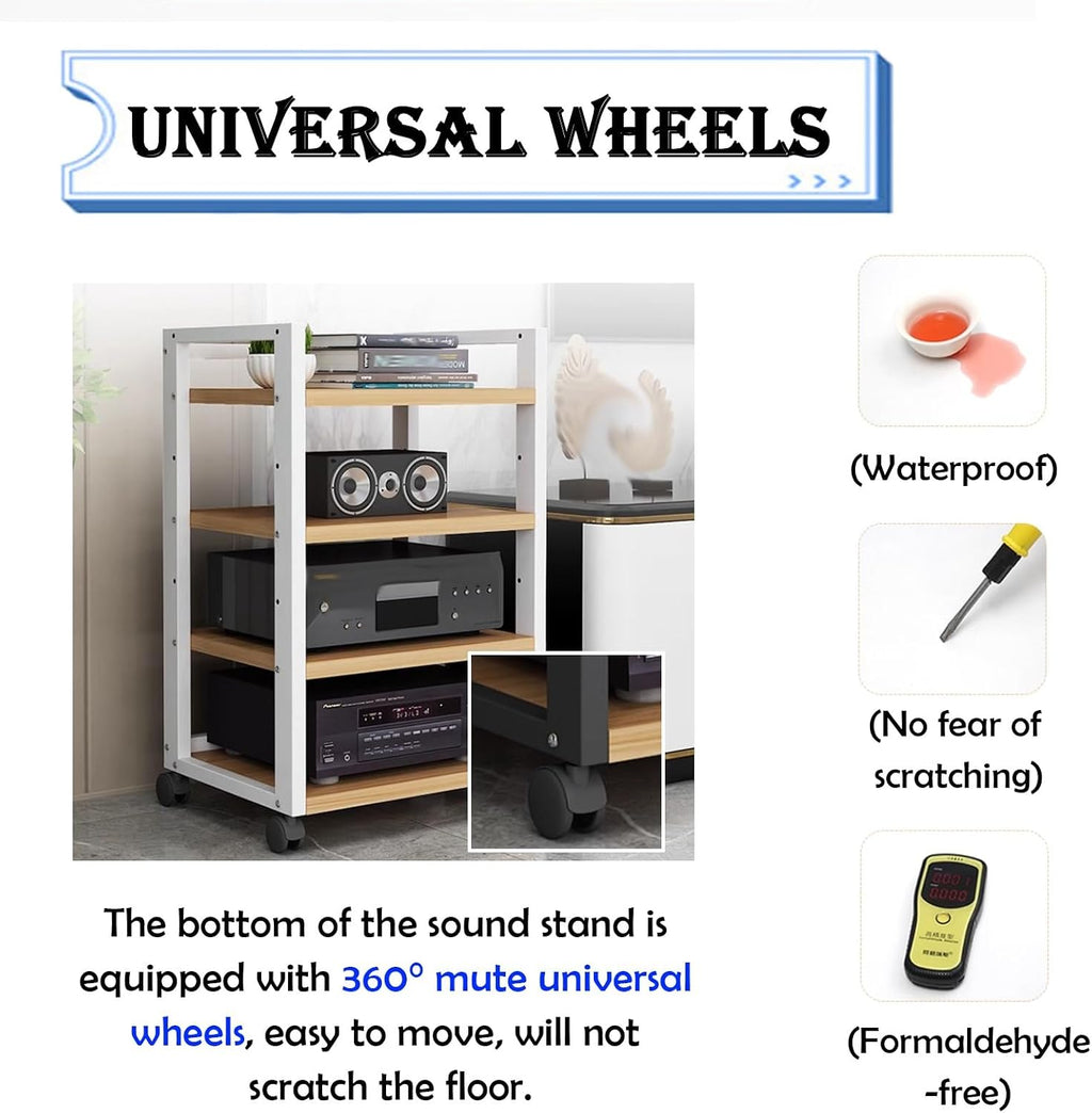 4 Tier Adjustable Audio Cabinet/Corner Bookcase, Home Theater Cabinet/Kitchen Storage Stand for DVD Player Book, Electronics Equipment Shelf (Size : Style B)