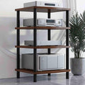 4-Tier Wooden Media Stand, TV Console & Stereo Cabinet, AV Component Rack for Gaming Consoles, Home Theater, Entertainment Center - Brown Finish