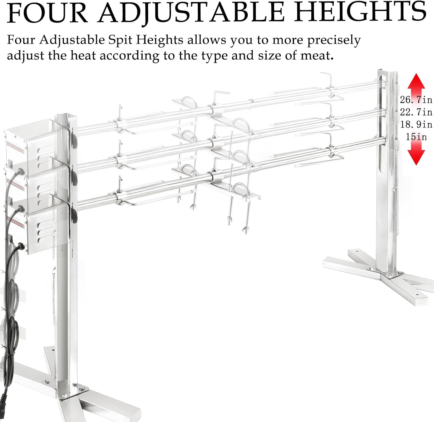 QPMR Rotisserie Grill Kit, 52' Outdoor Electric Stainless Steel Tripod Rotisserie Stand, 90LBS Pig Spit Rotisserie Grill, Height Adjustable BBQ Rotisserie Kit, Pig Rotisserie Hog Lamb Campfire