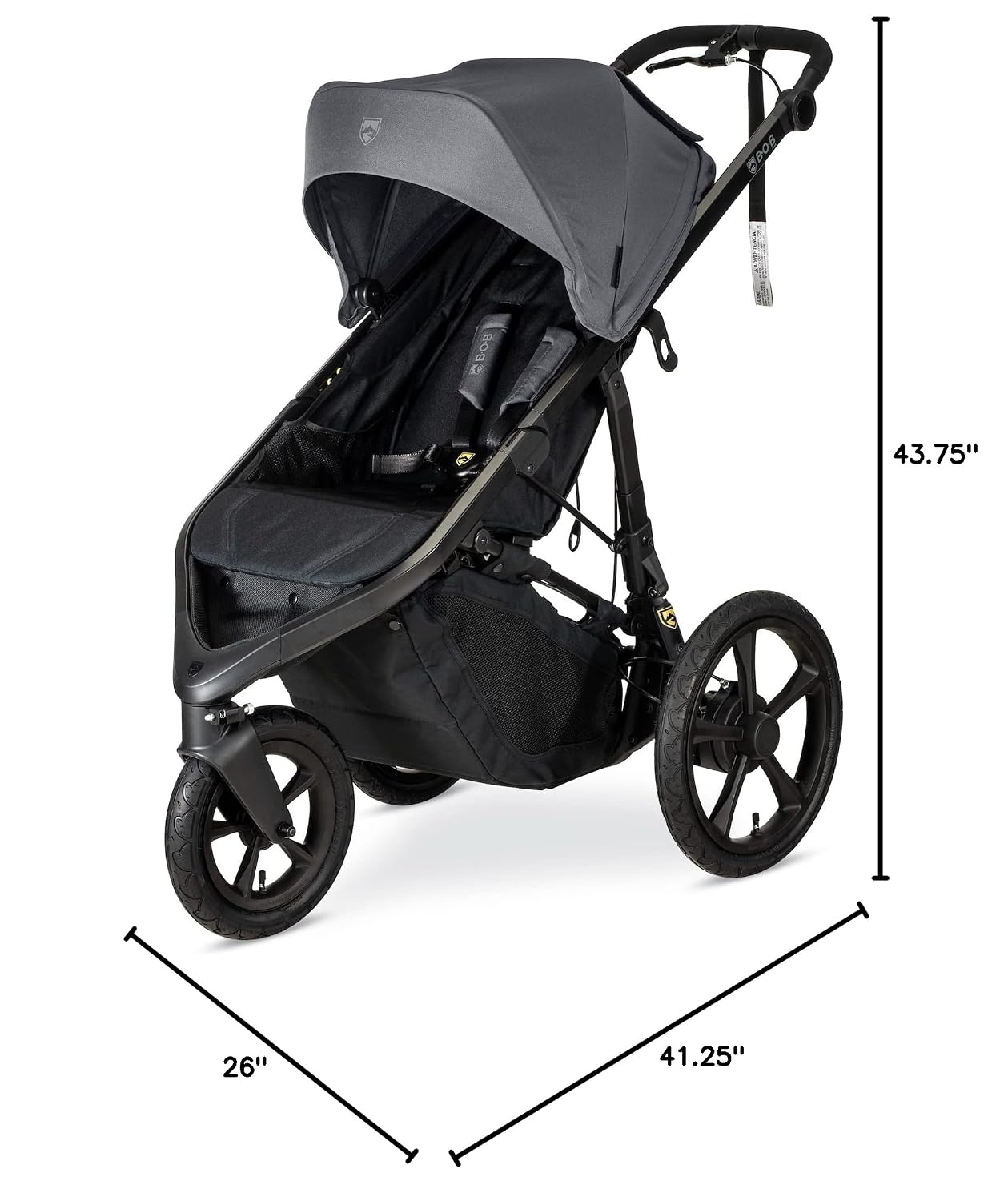 BOB Gear Wayfinder Jogging Stroller with Independent Dual Suspension, Air-Filled Tires, and 75-Pound Weight Capacity, Storm